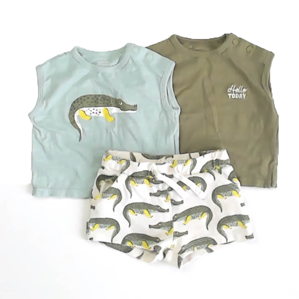Bout Chou Boys Green Alligators Apparel Sets size: 6 Months